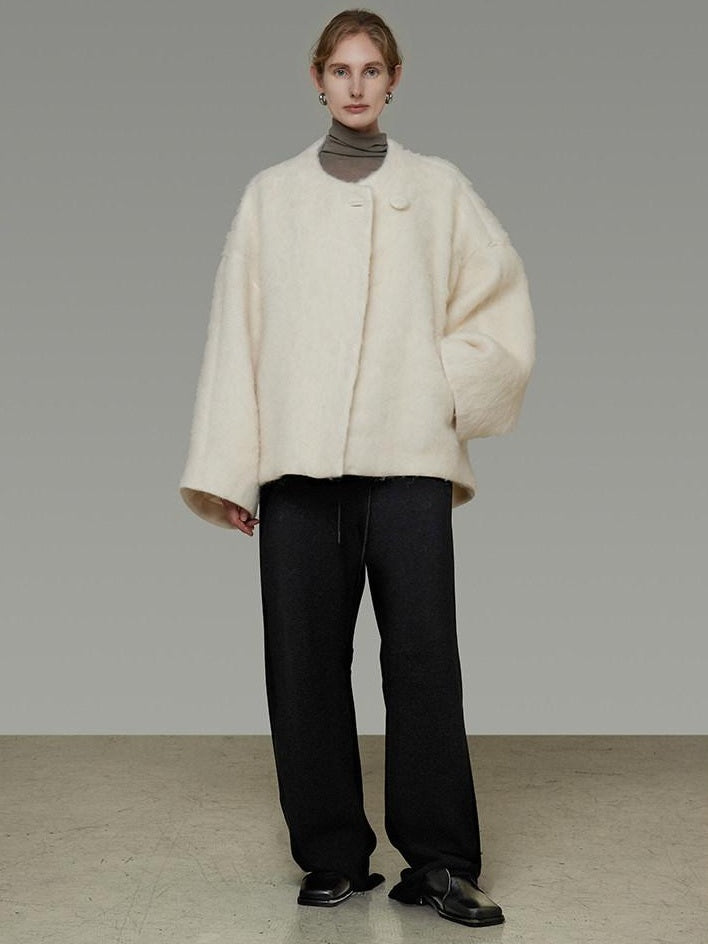unspoken Premium Sheepswool Thick Tailored Relaxed Office One Button Wool Coats