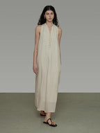 unspoken Soft Tencel Blend Minimal Halter Vneck Aline Relaxed Waist Maxi Dresses