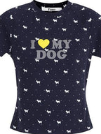 fano Stretch Cotton Slim Korean Commuter Crew Neck Women Navy Short Sleeve T-Shirts