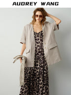 audreyyang Pure Linen Relaxed Short Sleeve Solid Casual Women Lightweight Top & Shorts Sets
