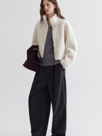 fano High Waist Minimalist Straight Leg Long Deep Gray Women Casual Pants