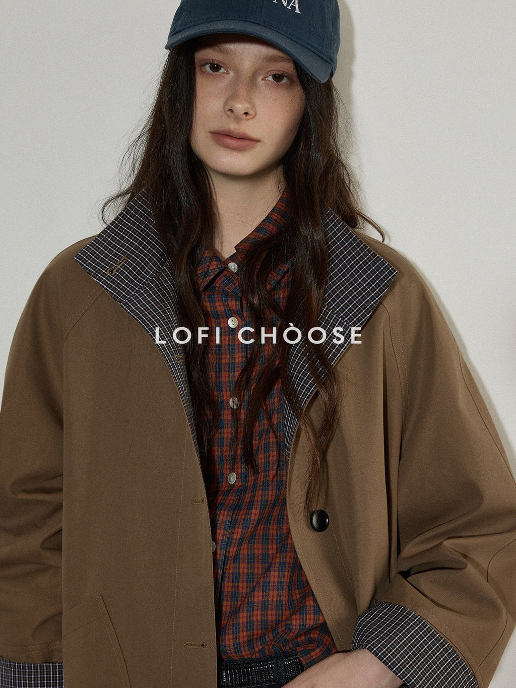 Lofi choose 100 Percent Cotton Loose Plaid Collar Long Sleeve Women Workwear Button Shirts