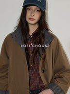 Lofi choose 100 Percent Cotton Loose Plaid Collar Long Sleeve Women Workwear Button Shirts
