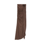 unspoken_Slim_Pleated_Minimalist_Workwear_Women_Pullover_Polyester_Brown_Top_&_Skirt_Sets_MISSTT