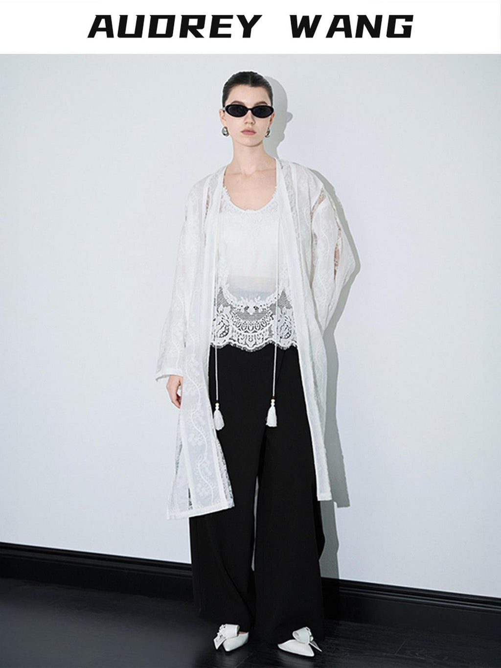 audreyyang Lightweight Breathable Loose Fringe Mid Length Women Cotton Solid Cardigans