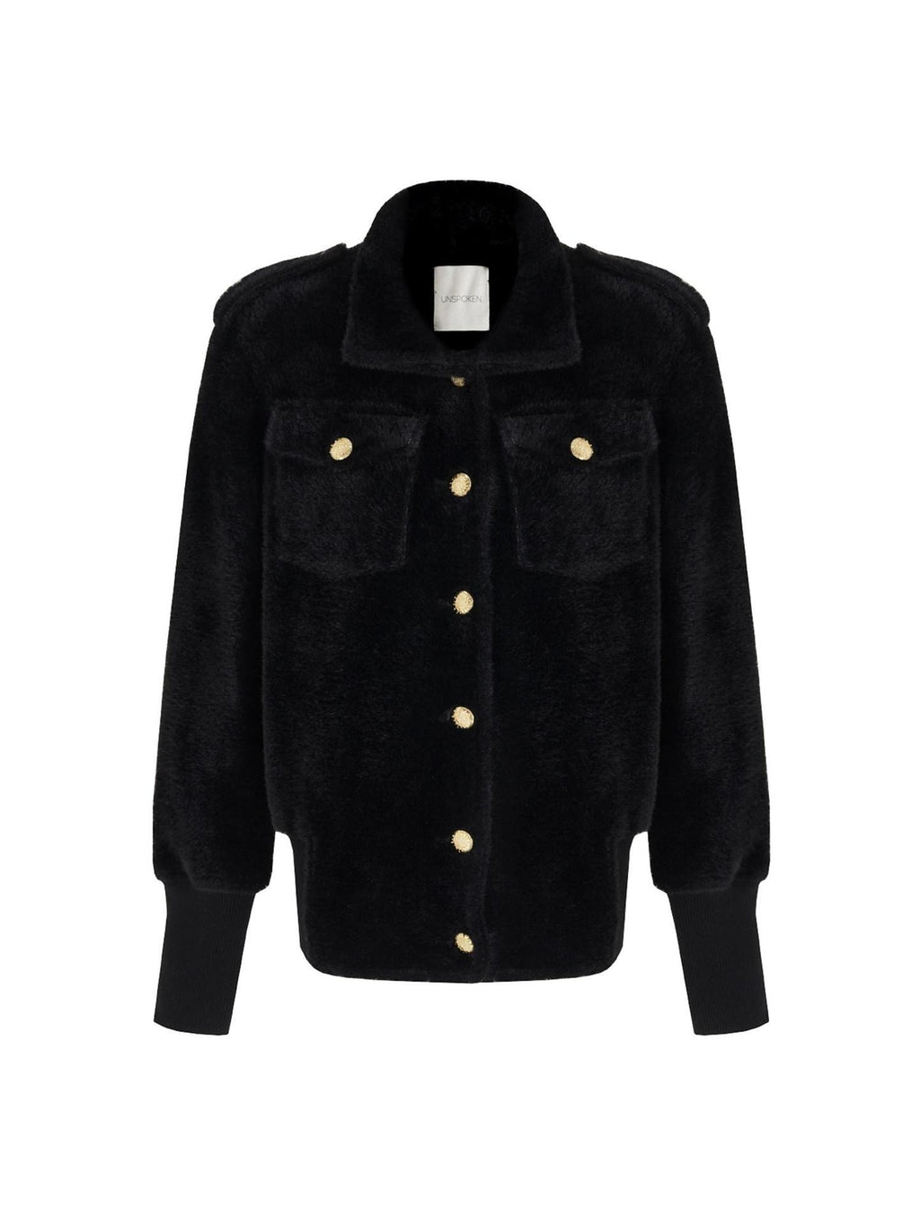 unspoken Tailored Slim Minimalist Commuter Stand Collar Women Black Short Coat