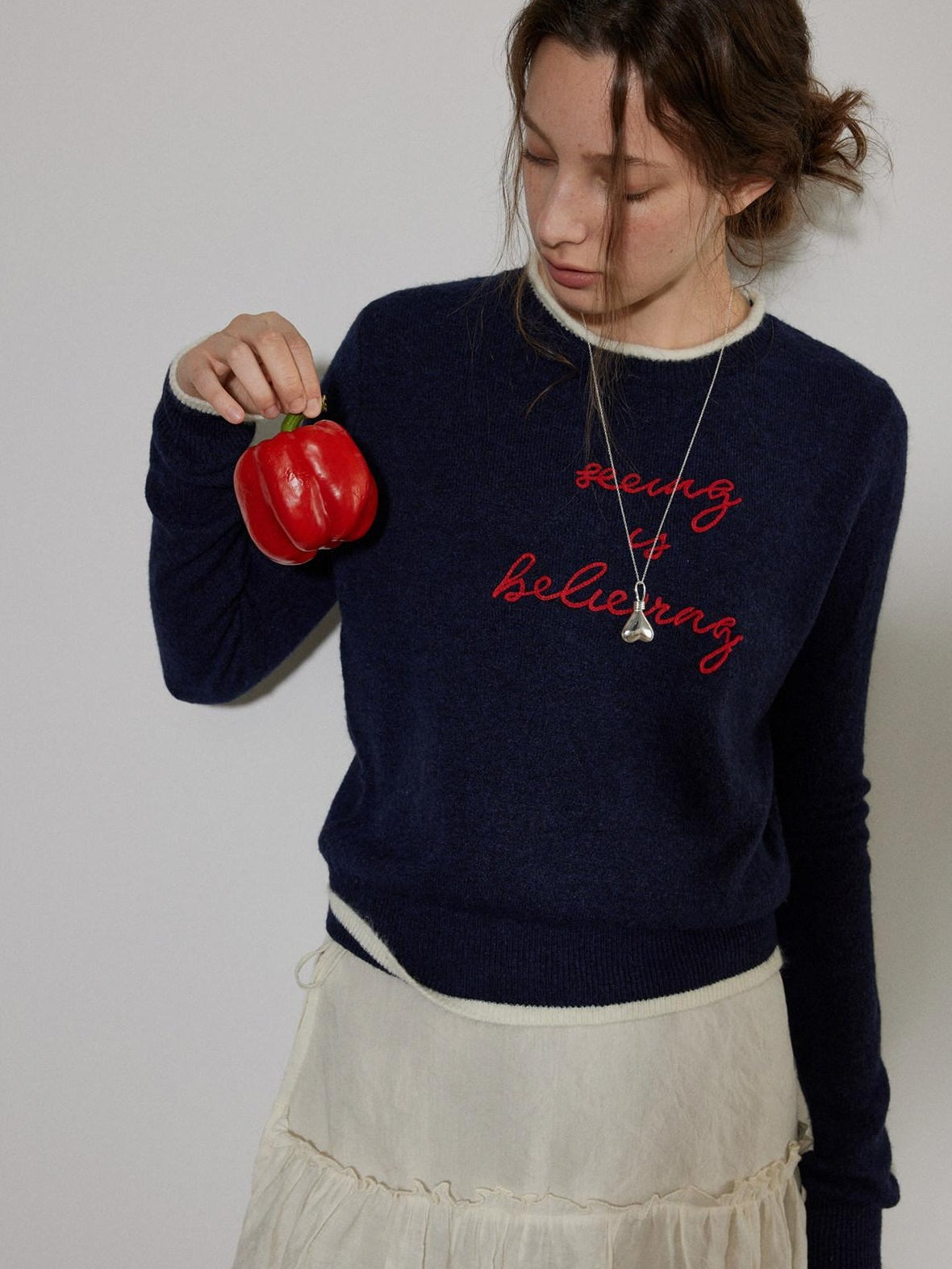 Lofi choose Colorblock Pullover Relaxed Fit Commuter Crewneck Casual Office Sweatshirt
