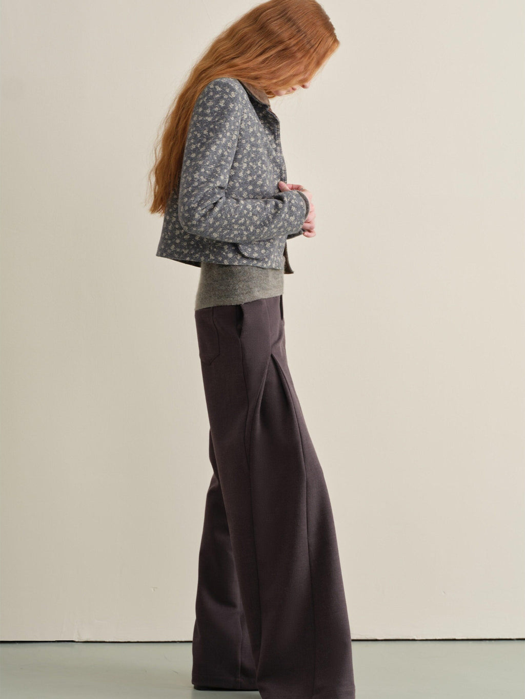someonesometimes Wrinkle Resistant Minimal Workwear Natural Waist Women Purple Straight Pants