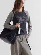 fano Soft Polyester Cotton Printed Raglan Neck Women Office Long Sleeve Crop Tops