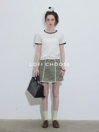 Lofi choose High Waist Floral A Line Relaxed Fit Workwear Women Coffee Green Mini Skirts