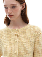someonesometimes Soft Alpaca Blend Commuter Artsy Crew Neck Button Long Sleeve Cream Cardigans