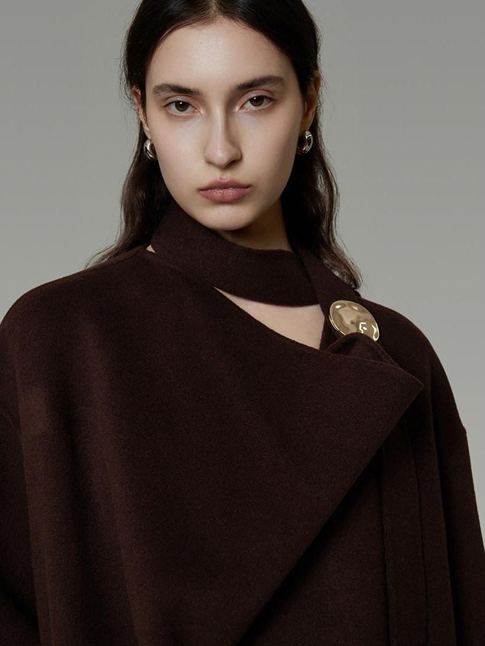 unspoken 100 Percent Sheep Wool Mid Length Relaxed Minimalist Workwear Wool Coats