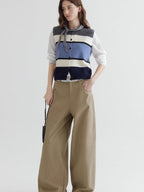 fano Warm Korean Commuter Straight Stripe Round Neck Women Acrylic Cardigans
