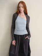 someonesometimes Stretch Viscose Midweight Colorblock Slanted Collar Slim Fit Women Sweaters