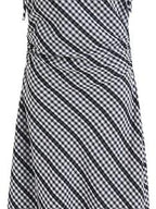 fano Plaid Waist Defining Korean Office A Line Round Neck Casual Women Maxi Dresses