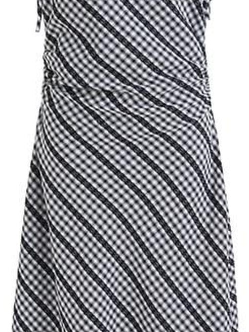 fano Plaid Waist Defining Korean Office A Line Round Neck Casual Women Maxi Dresses