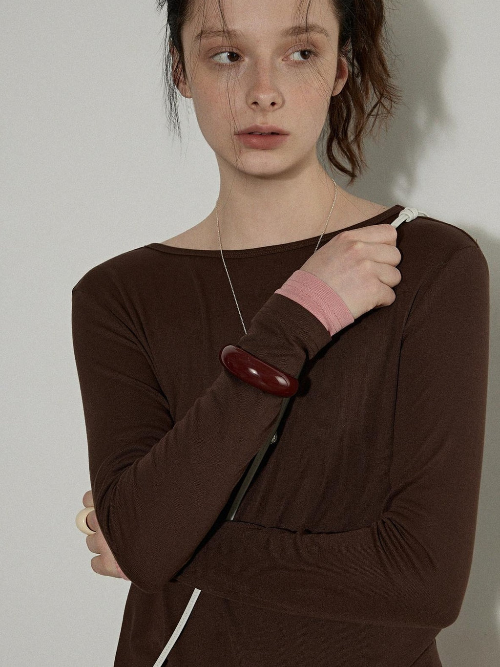 Lofi choose Soft Oversized Loose Fit Round Neck Women Blue Brown Long Sleeve T-Shirts