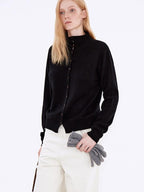 fano Wool Cashmere Blend Warm High Neck Loose Fit Women Button Solid Cardigans