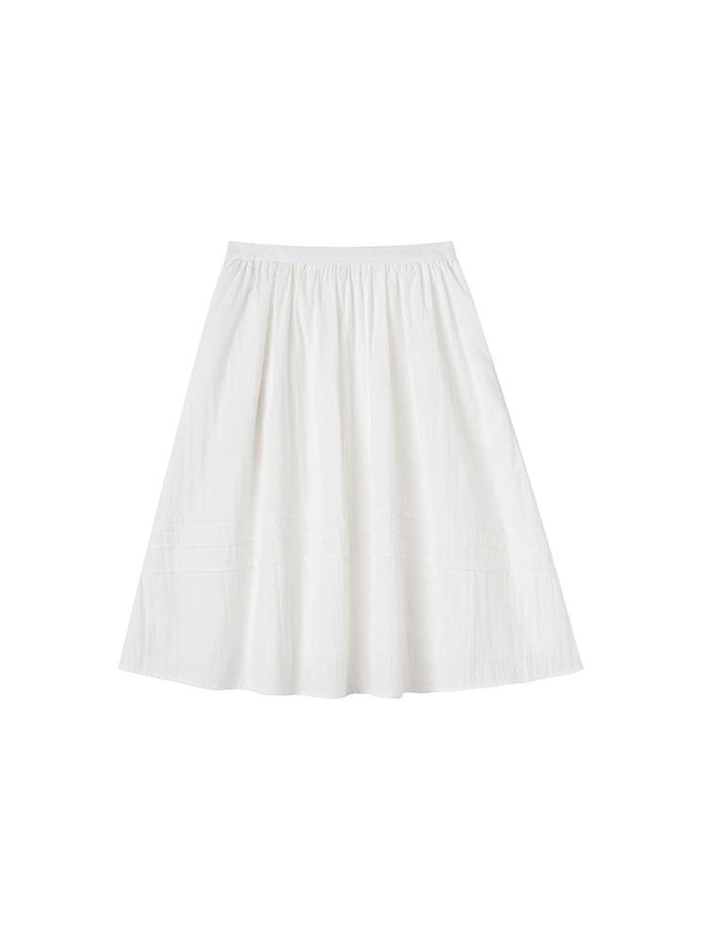 ikyou High Waist 100 Percent Cotton Resin Colorfast A Line Casual White Midi Skirts