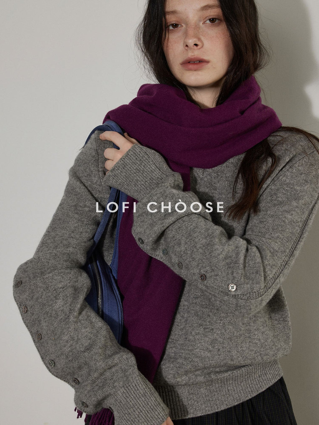 Lofi choose Cozy Thick V-neck Loose Fit Office Pullover Knit Long Sleeve Sweaters