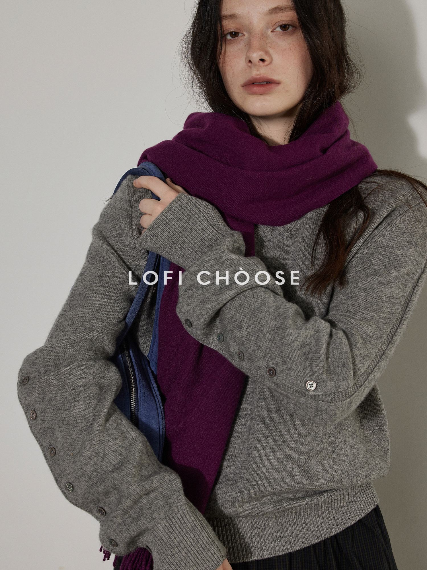 Lofi choose Cozy Thick V-neck Loose Fit Office Pullover Knit Long Sleeve Sweaters