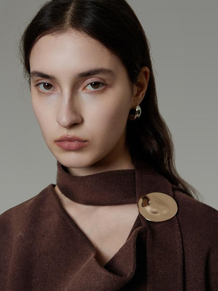 unspoken Pure Sheep Wool Lapel Collar Loose Fit 3D Cut Office Coffee Wool Coats