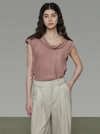 unspoken Eco Recycled Viscose Loose Fit Pullover Office Women Smoky Pink Casual Blouses