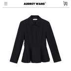 audreyyang_Waist_Slimming_Casual_Cropped_Lapel_Long_Sleeve_Black_Polyester_Top_&_Pants_Sets_MISSTT
