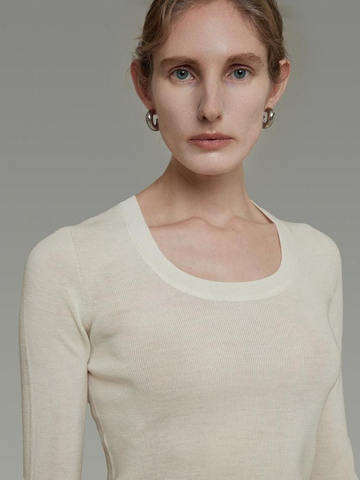 unspoken Skin Friendly Breathable Pure Wool Slim Fit Minimalist Office Women Knit Blouses