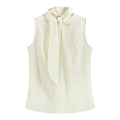 someone_sometimes_Original_Slim_Tie_Detail_Stand_Collar_Sleeveless_Cream_Pullover_Top_&_Skirt_Sets_MISSTT