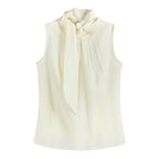 someone_sometimes_Original_Slim_Tie_Detail_Stand_Collar_Sleeveless_Cream_Pullover_Top_&_Skirt_Sets_MISSTT