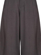 fano Poly Rayon Blend Mid High Waist Minimal Commuter Pine Gray Wide Leg Pants