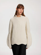 someone sometimes Recycled Viscose Wool Blend Commuter Crew Neck Pullover Cream Sweaters