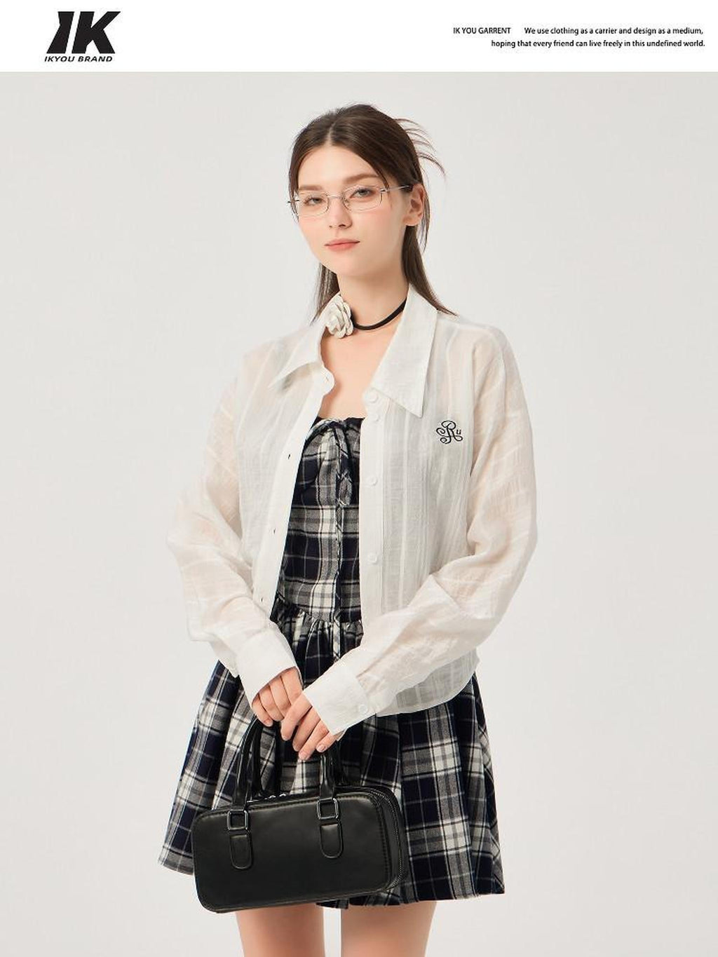 ikyou Slimming Cinched Waist Strappy Plaid A Line Office Midi Dresses