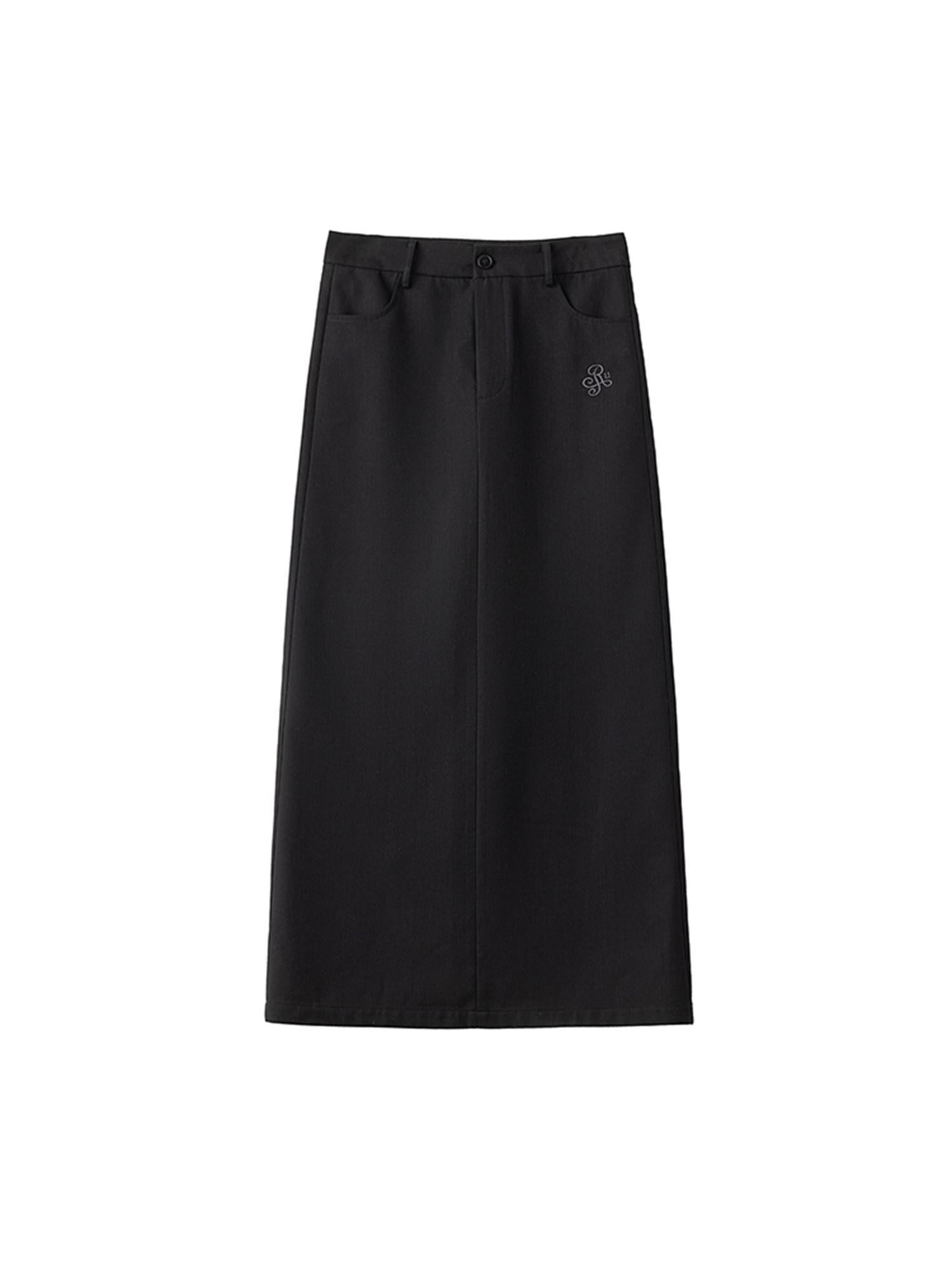 ikyou High Waist Embroidered A Line Back Slit Everyday Young Women Midi Skirts