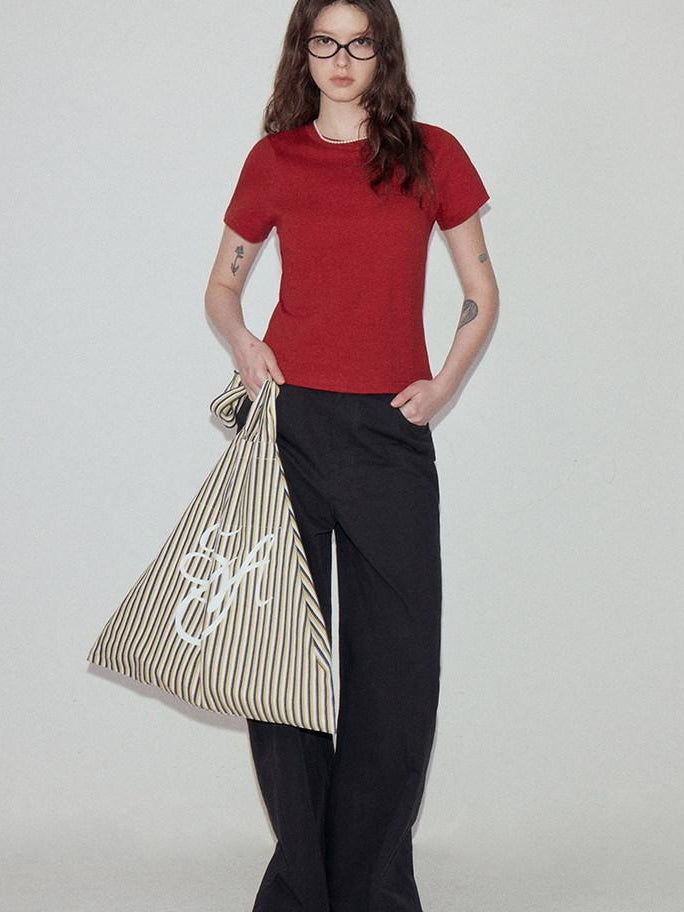 fano Soft Cotton Korean Slim Crew Neck Short Sleeve Women Crop Tee Basic Crop Tops