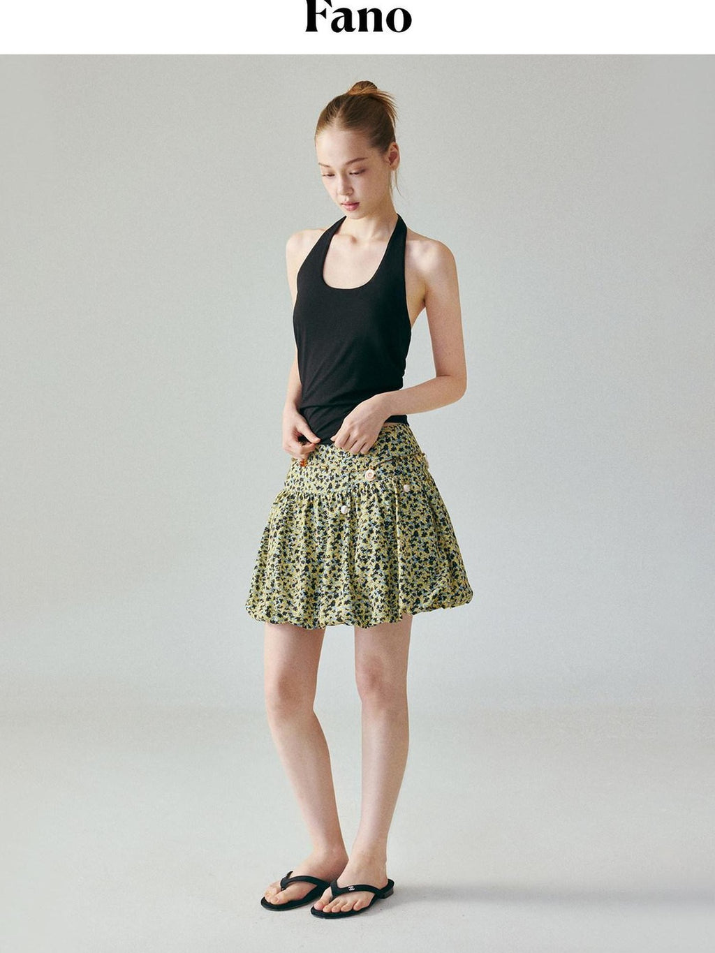 fano Lined Printed Bubble Silhouette Polyester Loose Korean Commuter Mini Skirts