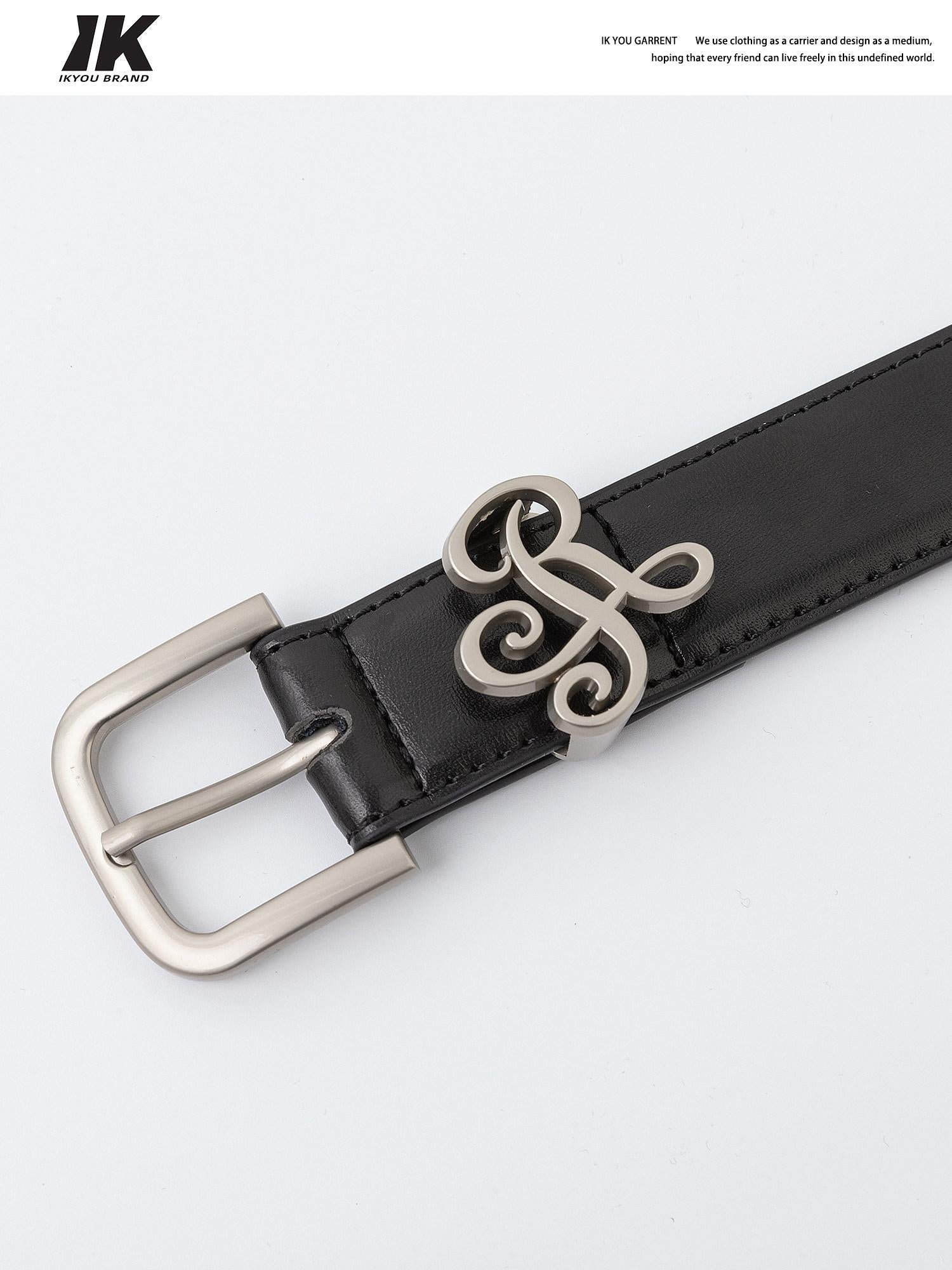 ikyou Two Layer Smooth Leather Slim Versatile Alloy Pin Buckle Women Black 3Cm Belts