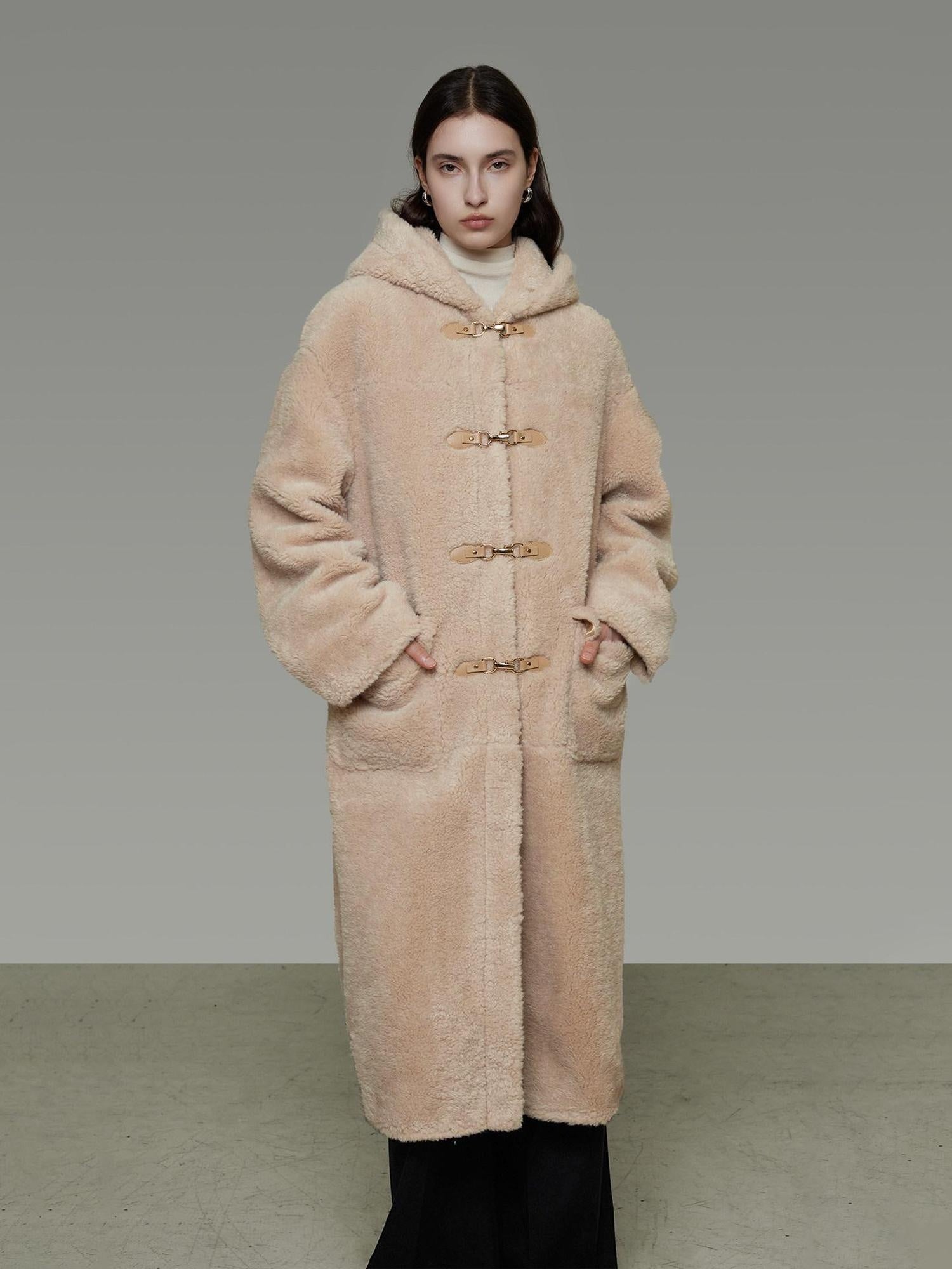 unspoken Warm Hooded Loose Mid Length Pocketed Commuter Women Light Camel Long Coats