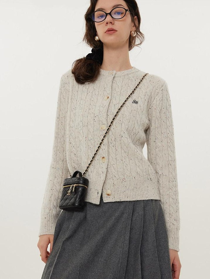 fano Pure Lambswool Minimal Commuter Low Round Neck Button Knitwear Women Cardigans