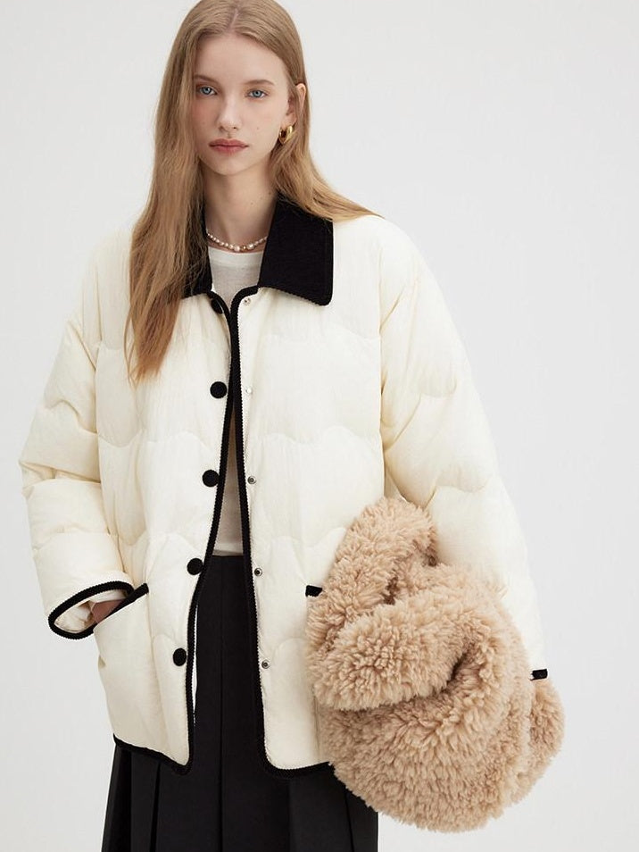 fano 90 Percent White Duck Down Minimal Commuter Straight Colorblock Down Jackets
