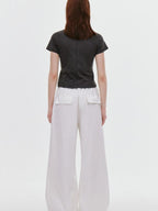 fano Soft Cotton Stretch Korean Slim Fit Short Sleeve Deep Gray Basic Crop Tops