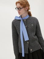 fano Pure Lambswool Minimal Commuter Low Round Neck Button Knitwear Women Cardigans