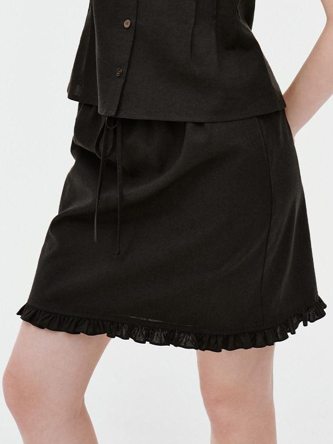 fano Figure Flattering Round Neck Black Two Piece Women S M L Top & Skirt Sets