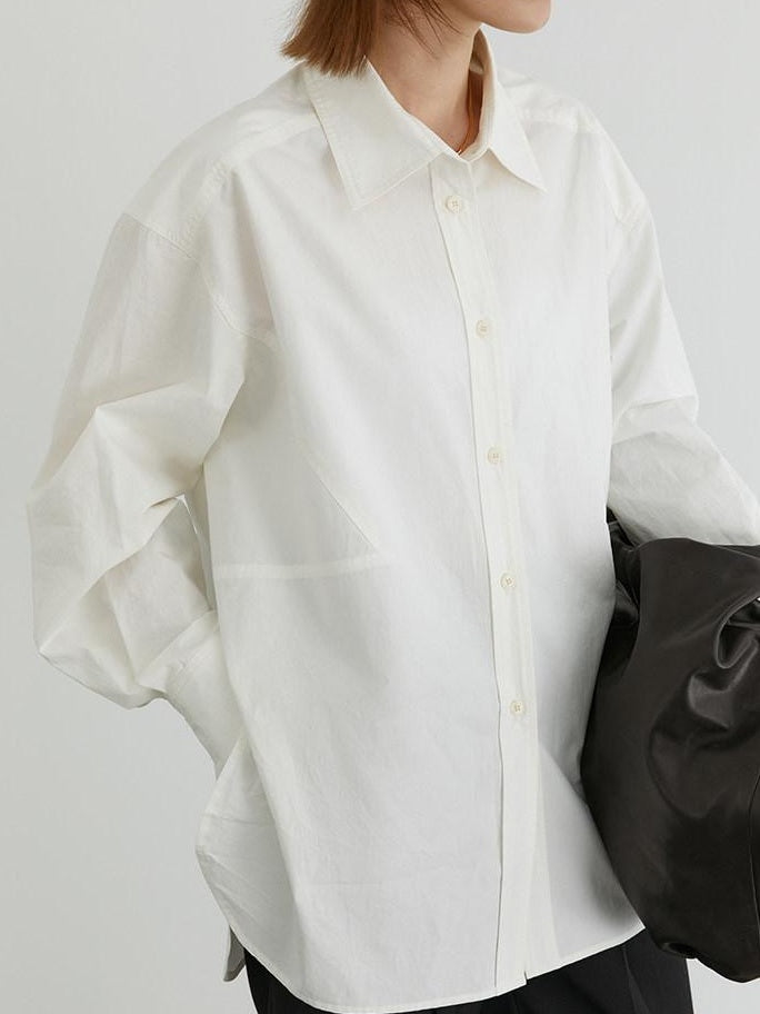 fano Breathable 100 Percent Cotton Button Stand Collar Straight Minimal Women Shirts