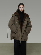 unspoken 90 Percent White Duck Down Hooded Loose Patchwork Cotton Warm Women Down Jackets