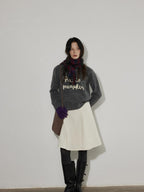 Lofi choose Pure Cotton High Waist Flared Loose Fit Women Office Off White Midi Skirts