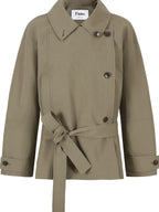 Double Breasted Khaki Korean Commuter Loose Mid Length Cotton Trench Coats
