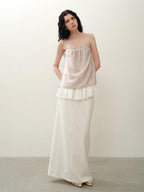 someone sometimes Original Design Ruffle Trim Loose Fit Lyocell Blend Women Solid Color Camisoles