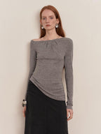 someone sometimes Lyocell Wool Blend Lightweight Asymmetric Neck Slim Casual Long Sleeve T-Shirts